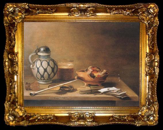 framed  Pieter Claesz Style life with stein, ta009-2